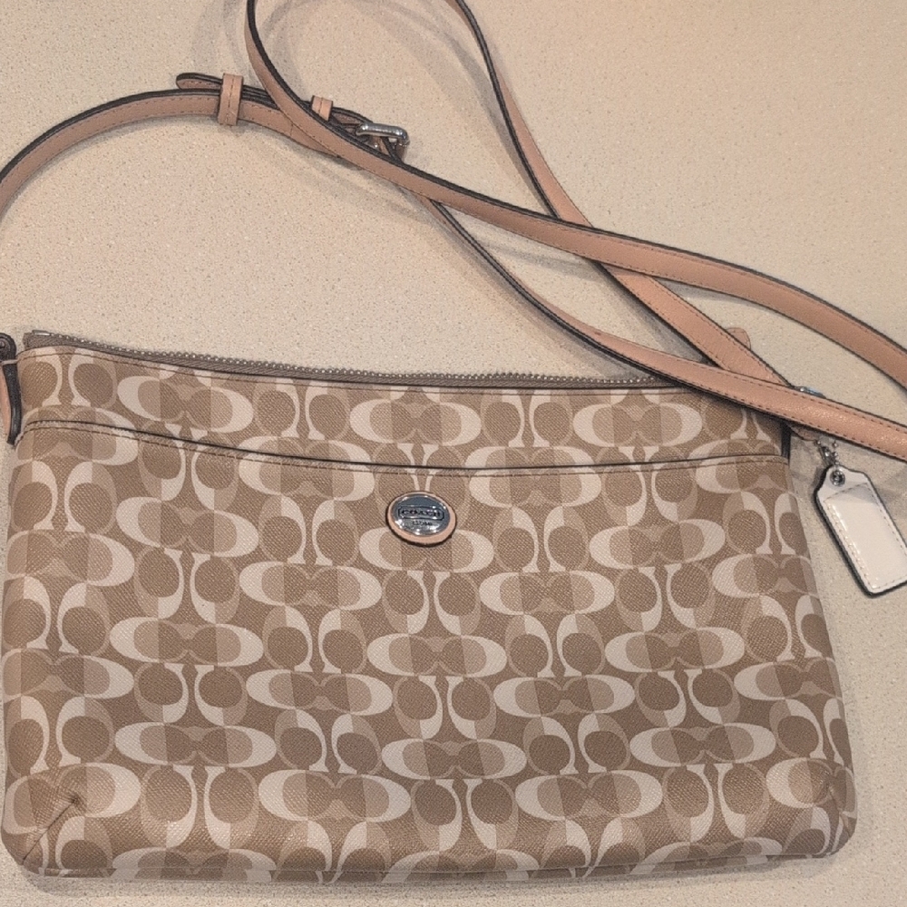 Coach Tan Signature Canvas Crossbody Bag